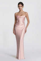 Elegant Sheath Column Floor Length Acetate Satin Bridesmaid Dress CG0305BM Bridesmaid Dress