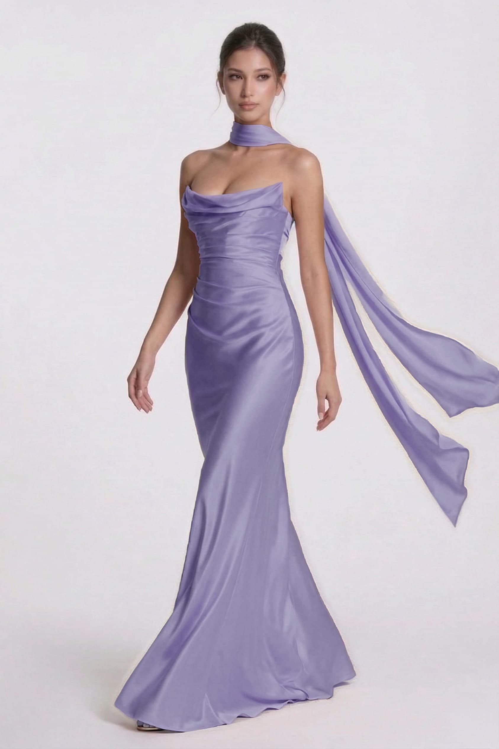 Elegant Sheath Column Floor Length Acetate Satin Bridesmaid Dress CG0305BM Bridesmaid Dress