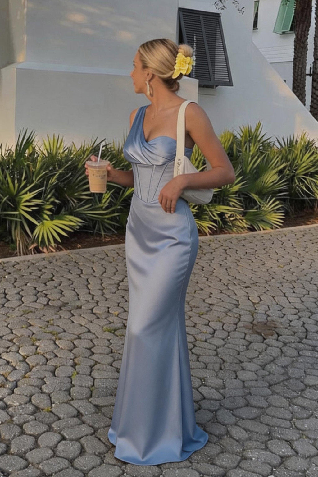 Elegant Sheath Column Floor Length Acetate Satin Bridesmaid Dress CG0307BM Bridesmaid Dress
