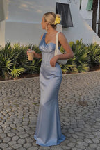 Elegant Sheath Column Floor Length Acetate Satin Bridesmaid Dress CG0307BM Bridesmaid Dress