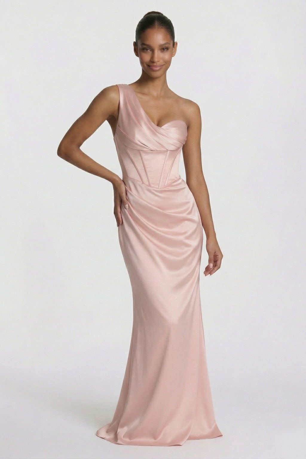 Elegant Sheath Column Floor Length Acetate Satin Bridesmaid Dress CG0307BM Bridesmaid Dress