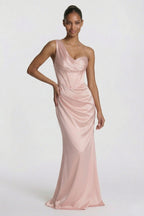 Elegant Sheath Column Floor Length Acetate Satin Bridesmaid Dress CG0307BM Bridesmaid Dress