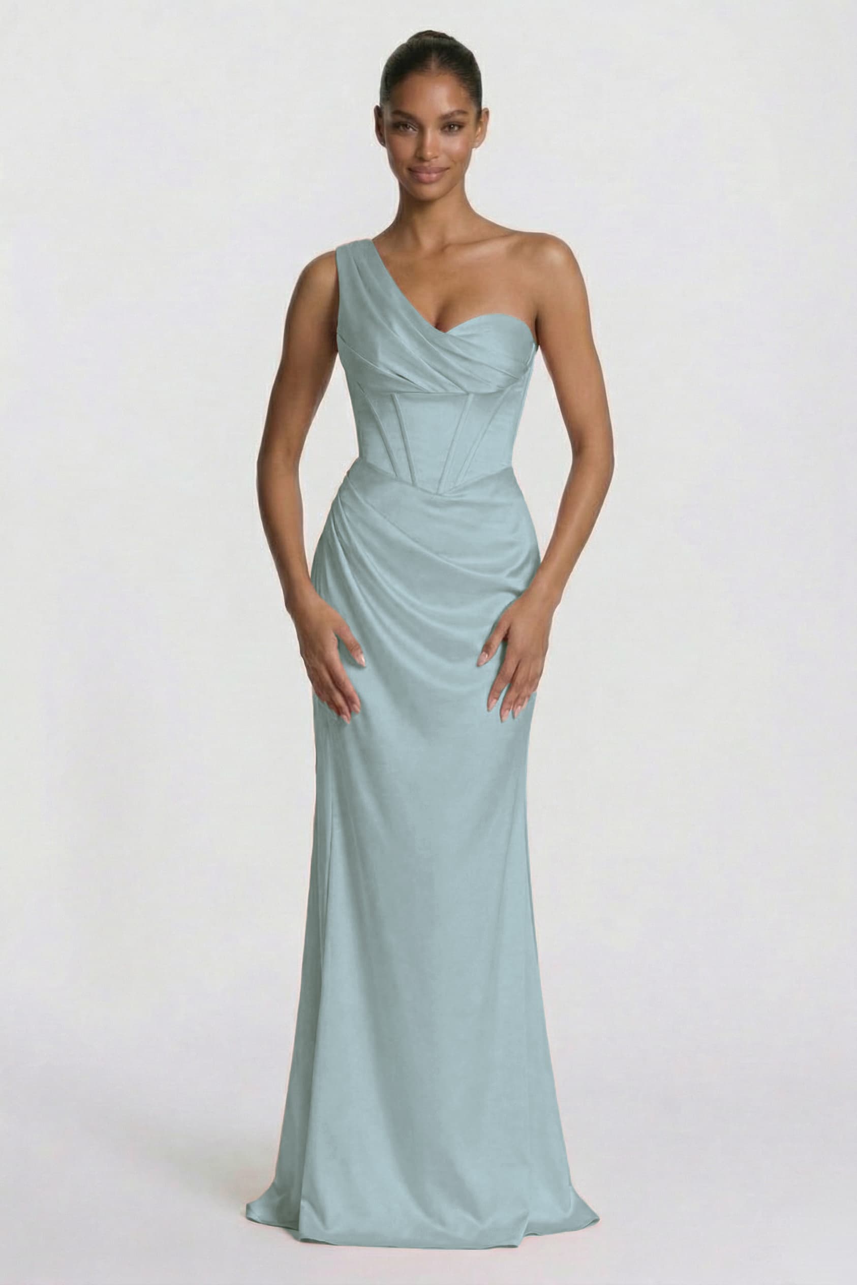 Elegant Sheath Column Floor Length Acetate Satin Bridesmaid Dress CG0307BM Bridesmaid Dress