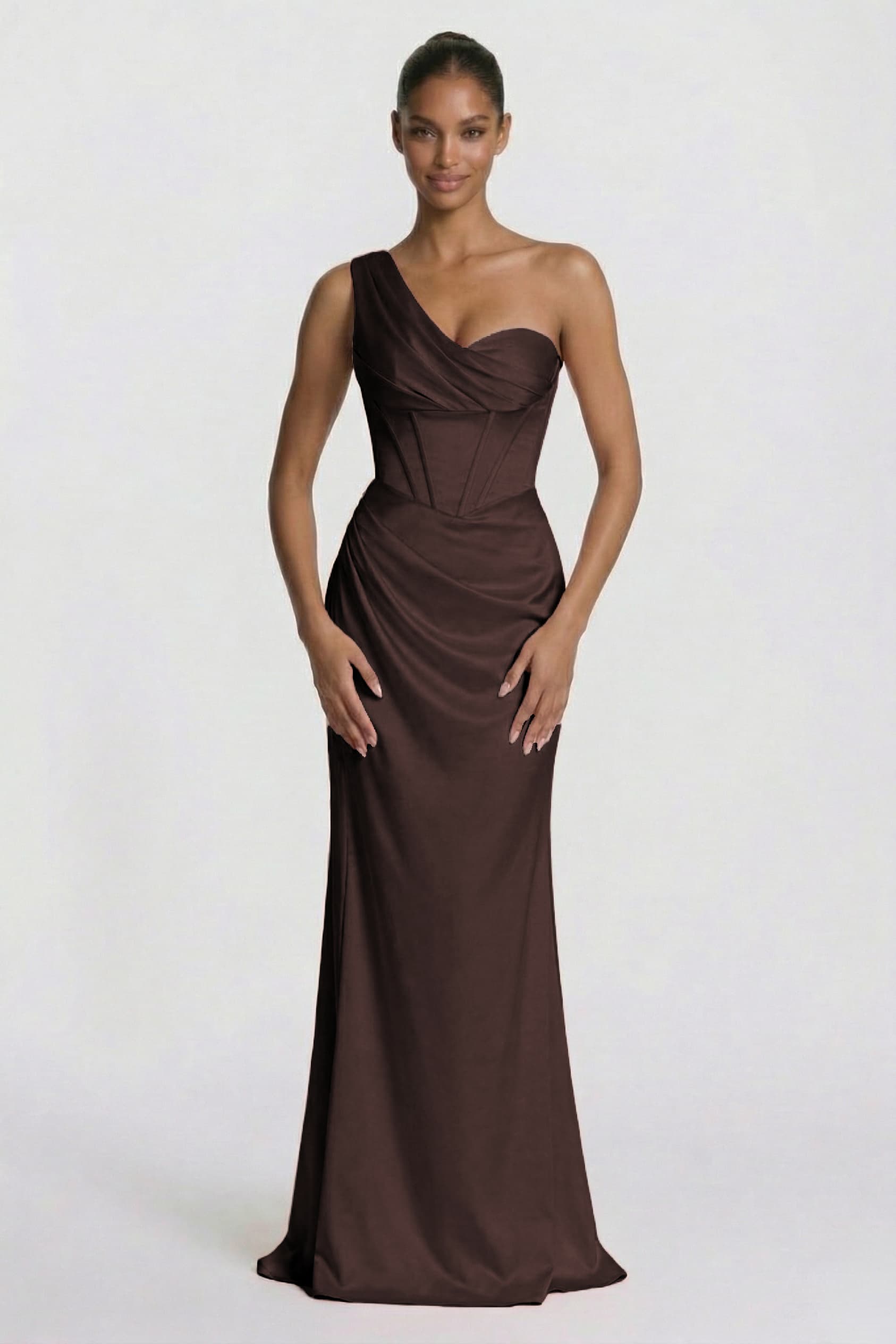Elegant Sheath Column Floor Length Acetate Satin Bridesmaid Dress CG0307BM Bridesmaid Dress