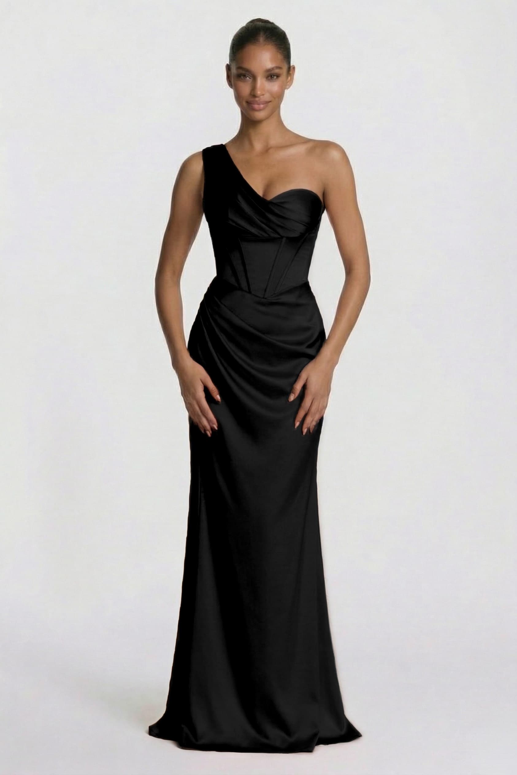 Elegant Sheath Column Floor Length Acetate Satin Bridesmaid Dress CG0307BM Bridesmaid Dress