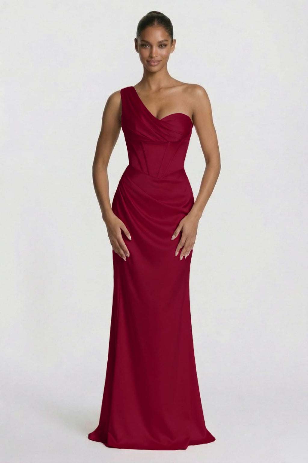 Elegant Sheath Column Floor Length Acetate Satin Bridesmaid Dress CG0307BM Bridesmaid Dress