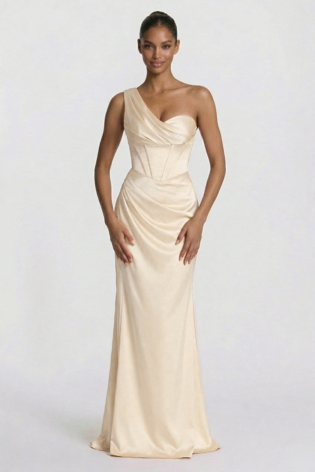 Elegant Sheath Column Floor Length Acetate Satin Bridesmaid Dress CG0307BM Bridesmaid Dress