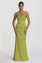 Elegant Sheath Column Floor Length Acetate Satin Bridesmaid Dress CG0307BM Bridesmaid Dress
