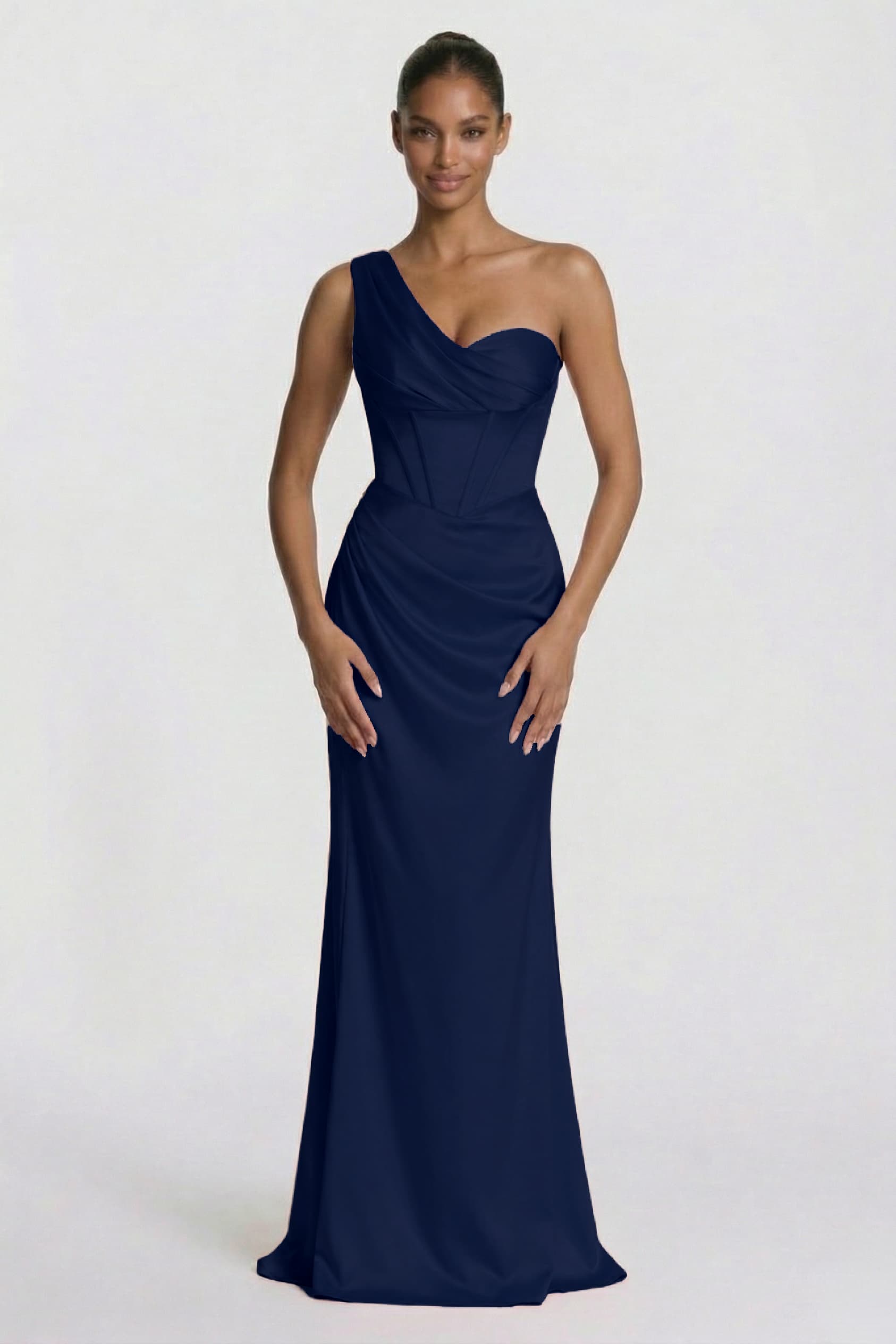 Elegant Sheath Column Floor Length Acetate Satin Bridesmaid Dress CG0307BM Bridesmaid Dress