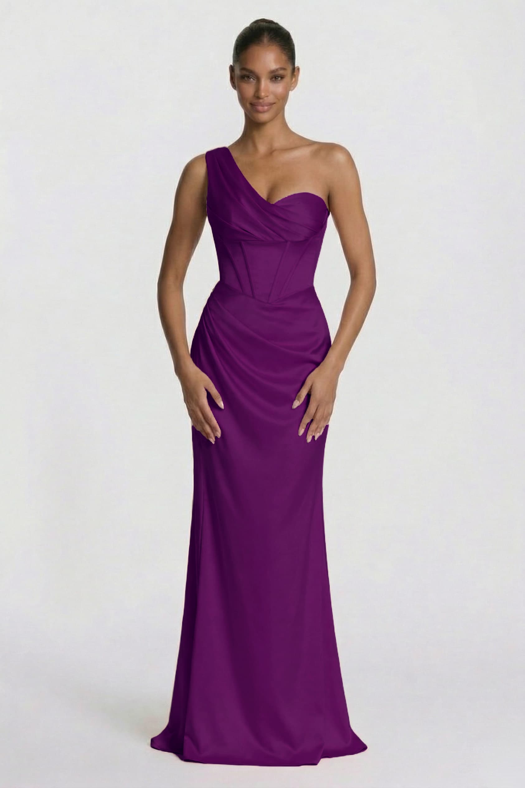 Elegant Sheath Column Floor Length Acetate Satin Bridesmaid Dress CG0307BM Bridesmaid Dress