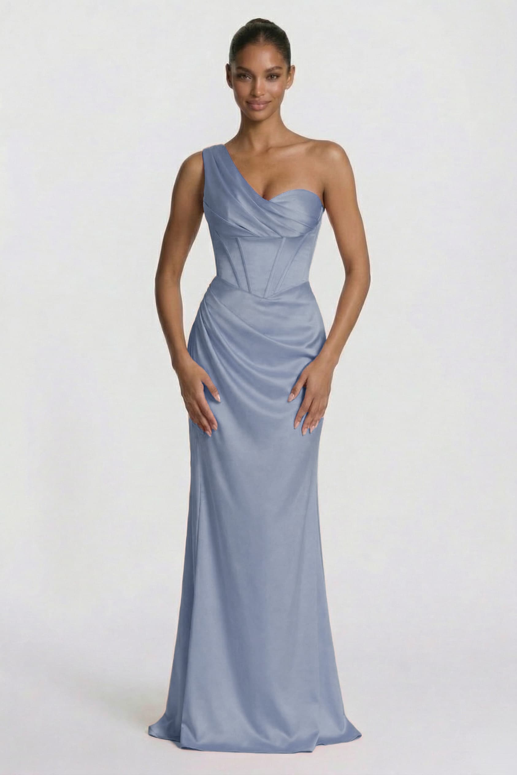 Elegant Sheath Column Floor Length Acetate Satin Bridesmaid Dress CG0307BM Bridesmaid Dress