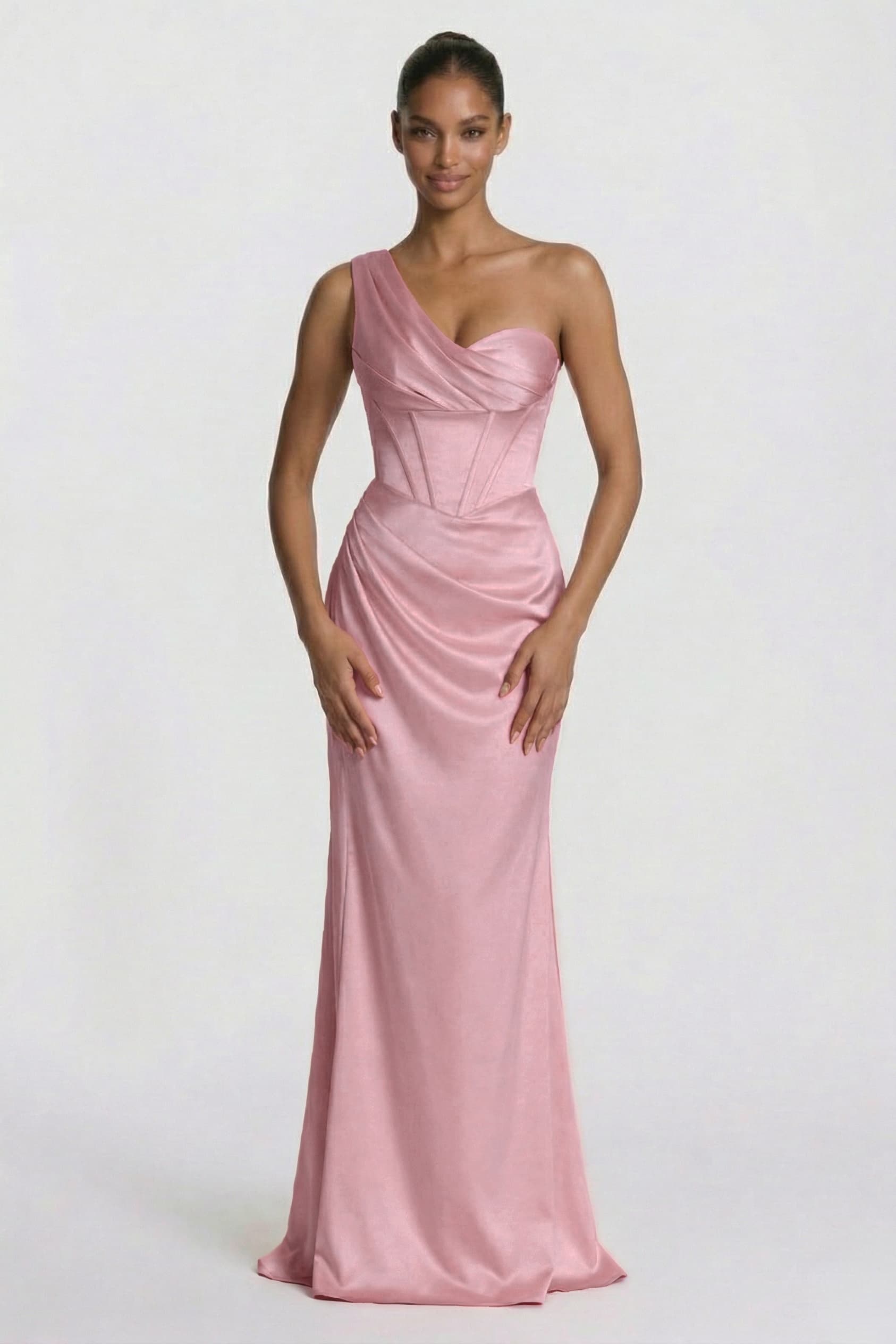 Elegant Sheath Column Floor Length Acetate Satin Bridesmaid Dress CG0307BM Bridesmaid Dress