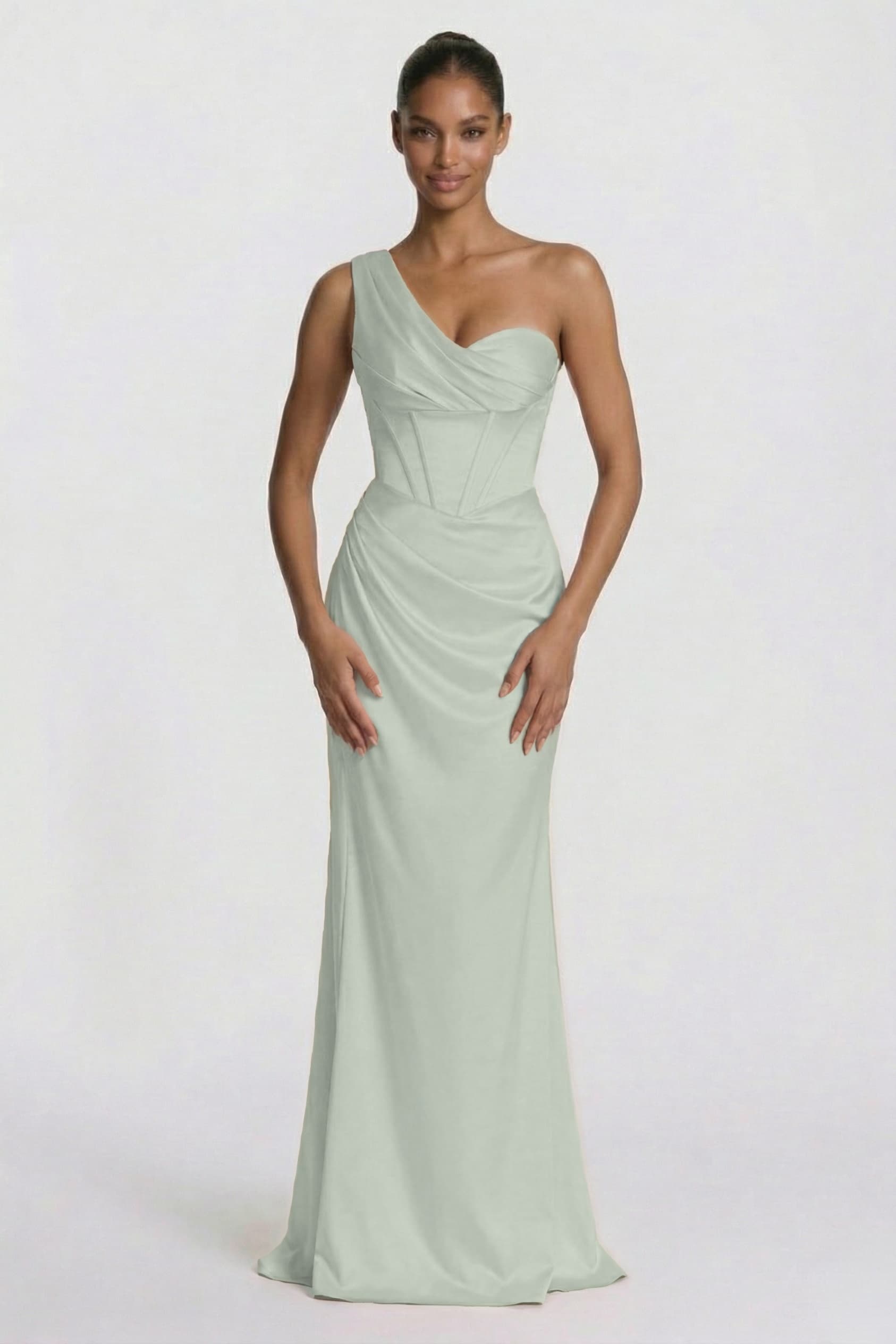 Elegant Sheath Column Floor Length Acetate Satin Bridesmaid Dress CG0307BM Bridesmaid Dress