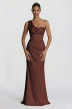 Elegant Sheath Column Floor Length Acetate Satin Bridesmaid Dress CG0307BM Bridesmaid Dress
