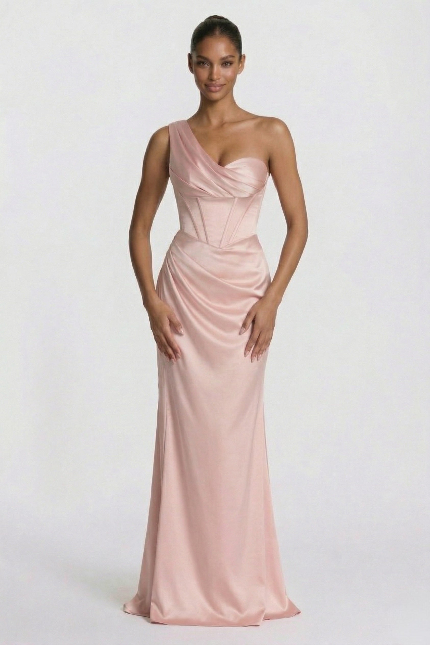 Elegant Sheath Column Floor Length Acetate Satin Bridesmaid Dress CG0307BM Bridesmaid Dress