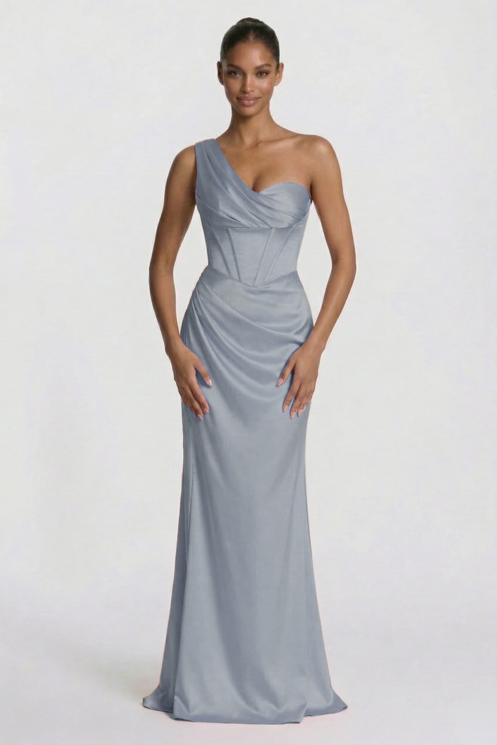 Elegant Sheath Column Floor Length Acetate Satin Bridesmaid Dress CG0307BM Bridesmaid Dress