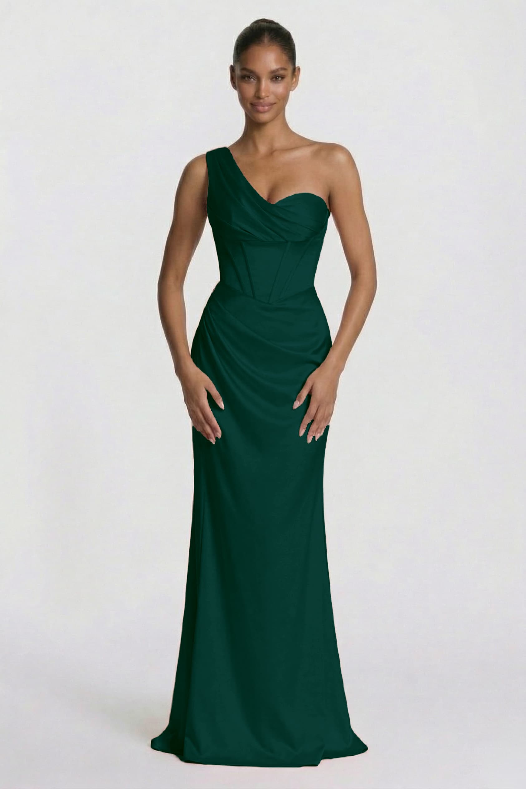 Elegant Sheath Column Floor Length Acetate Satin Bridesmaid Dress CG0307BM Bridesmaid Dress