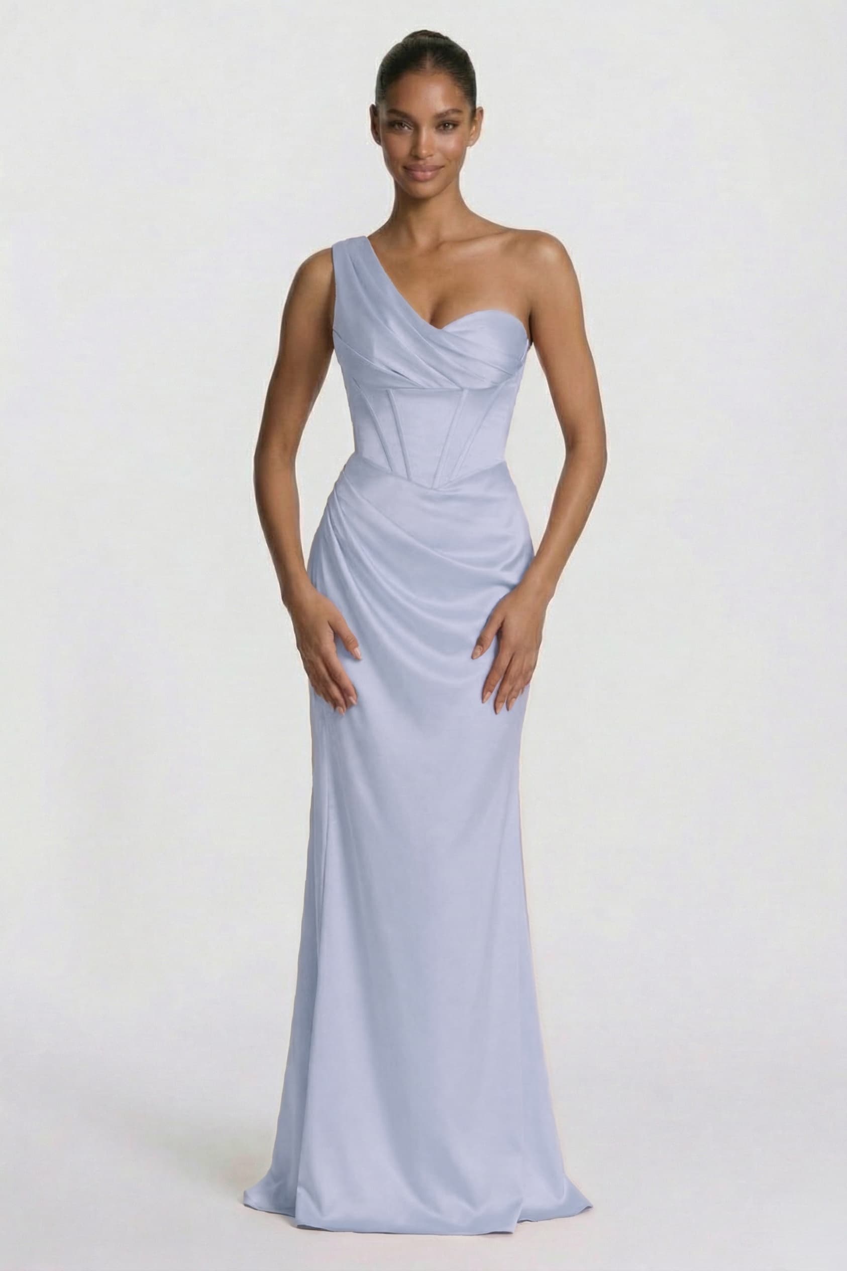 Elegant Sheath Column Floor Length Acetate Satin Bridesmaid Dress CG0307BM Bridesmaid Dress