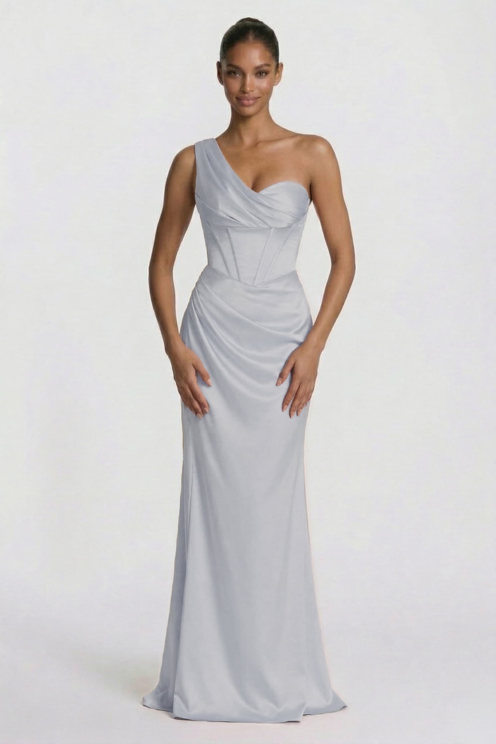 Elegant Sheath Column Floor Length Acetate Satin Bridesmaid Dress CG0307BM Bridesmaid Dress