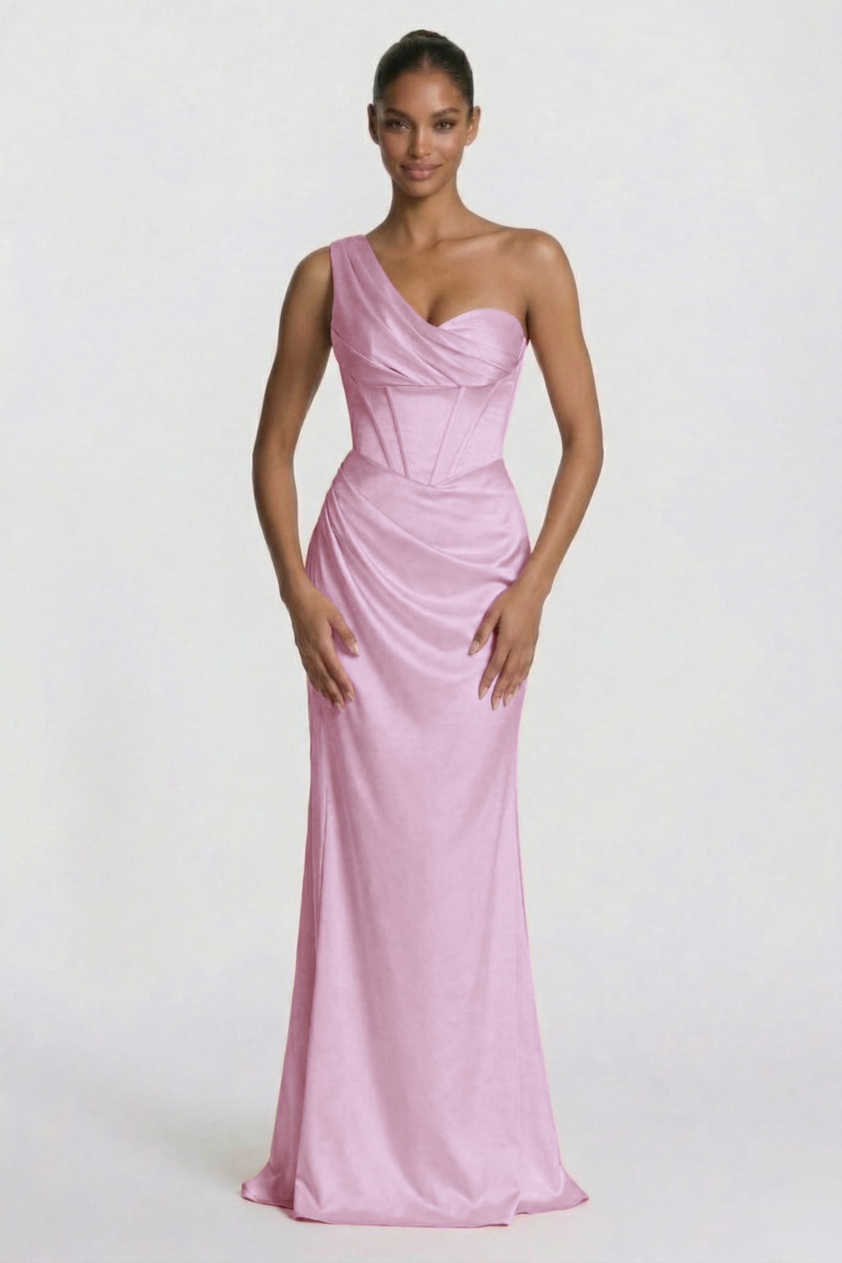 Elegant Sheath Column Floor Length Acetate Satin Bridesmaid Dress CG0307BM Bridesmaid Dress