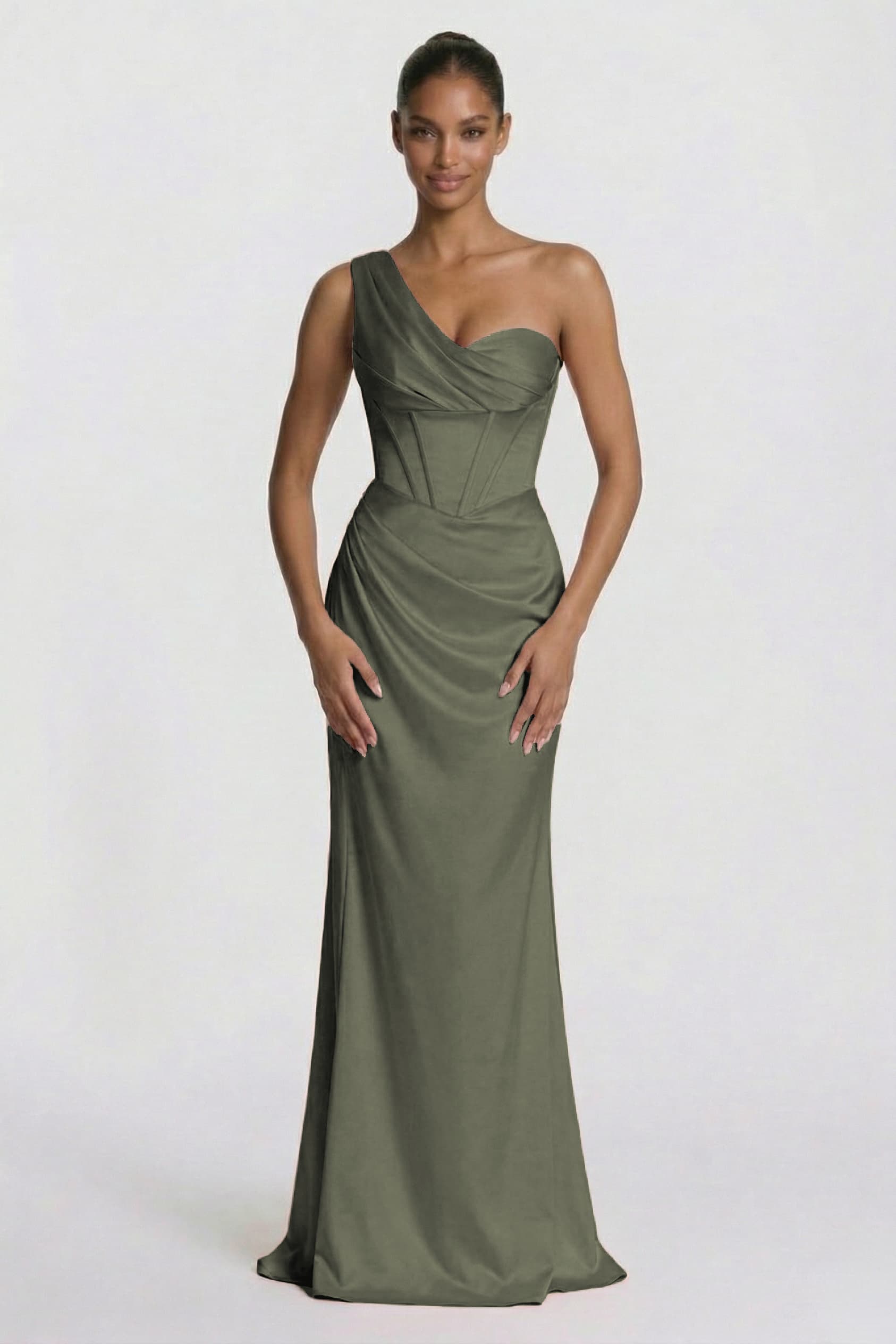 Elegant Sheath Column Floor Length Acetate Satin Bridesmaid Dress CG0307BM Bridesmaid Dress