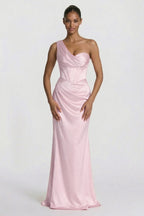 Elegant Sheath Column Floor Length Acetate Satin Bridesmaid Dress CG0307BM Bridesmaid Dress