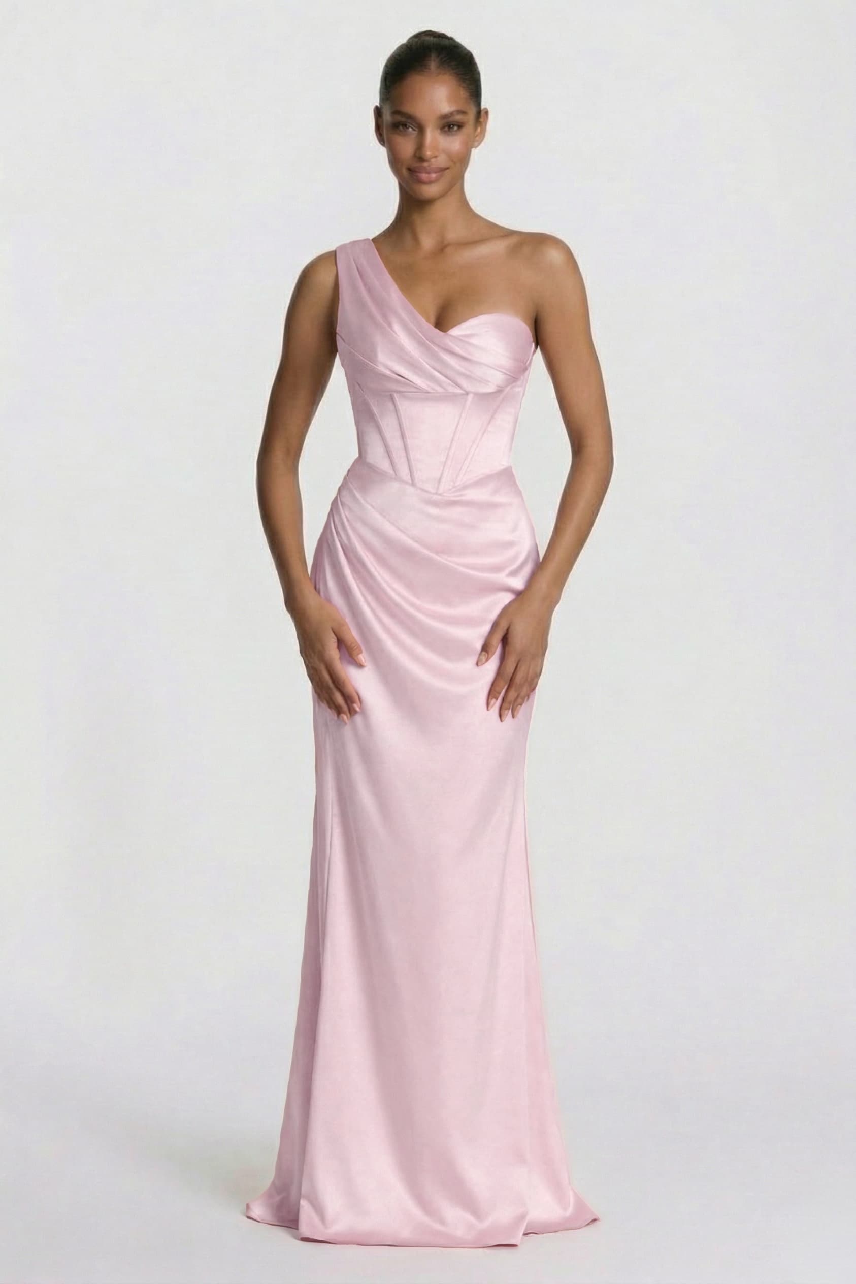 Elegant Sheath Column Floor Length Acetate Satin Bridesmaid Dress CG0307BM Bridesmaid Dress