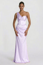 Elegant Sheath Column Floor Length Acetate Satin Bridesmaid Dress CG0307BM Bridesmaid Dress