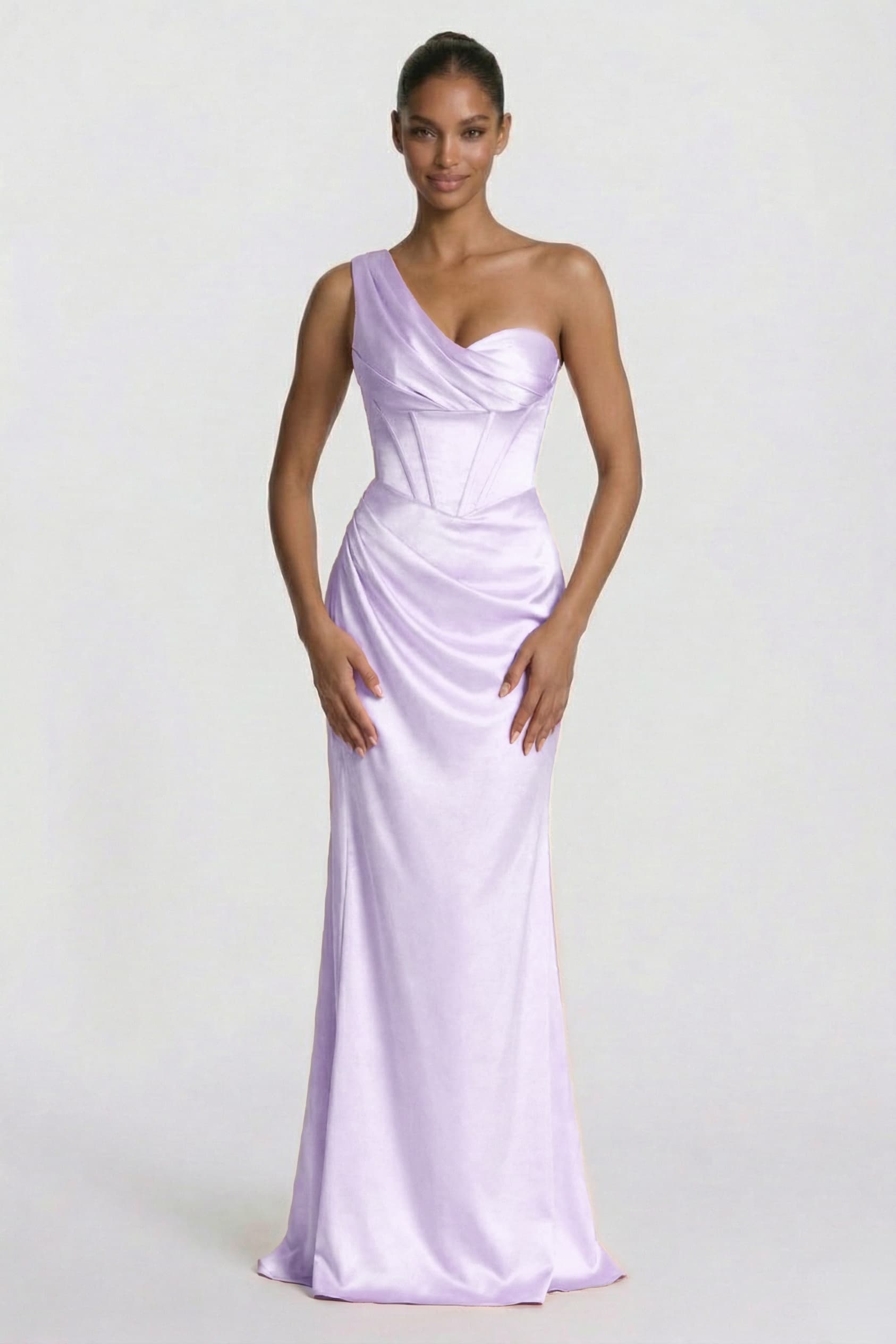 Elegant Sheath Column Floor Length Acetate Satin Bridesmaid Dress CG0307BM Bridesmaid Dress