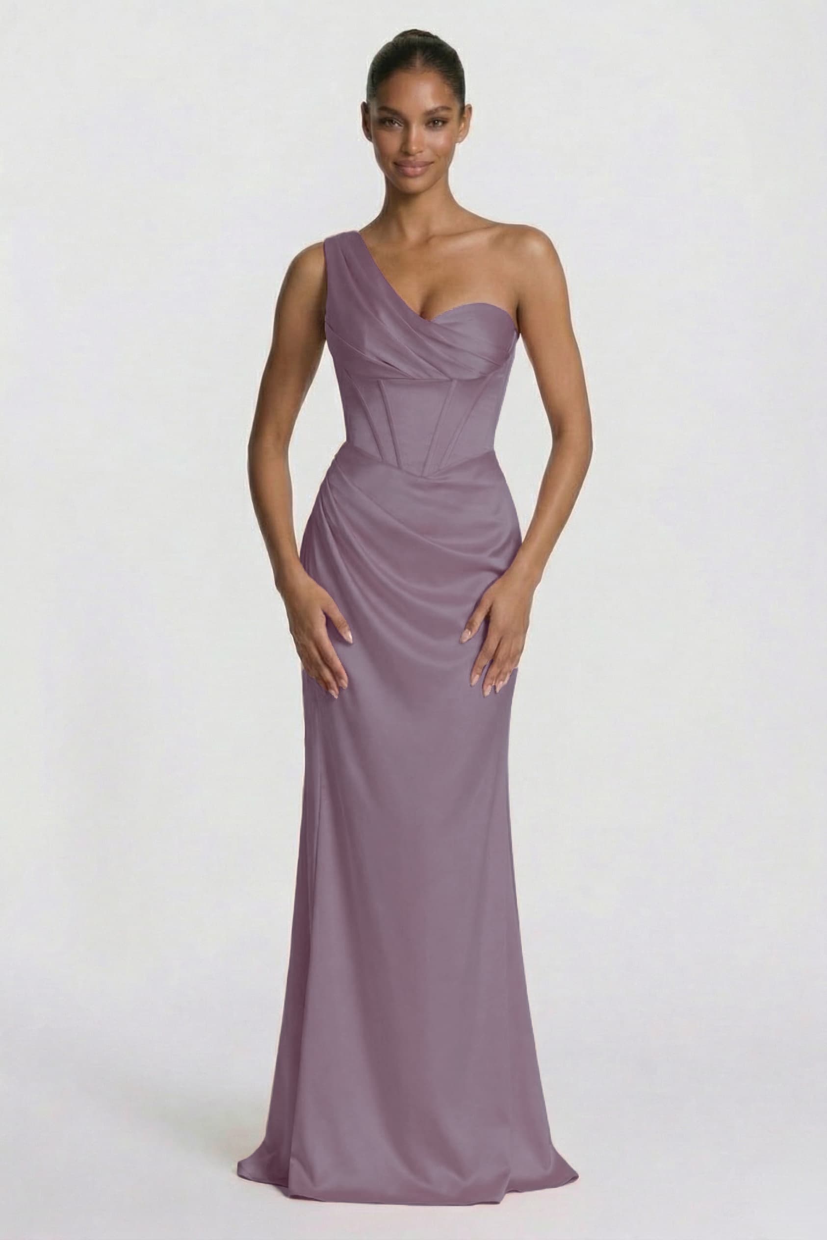 Elegant Sheath Column Floor Length Acetate Satin Bridesmaid Dress CG0307BM Bridesmaid Dress