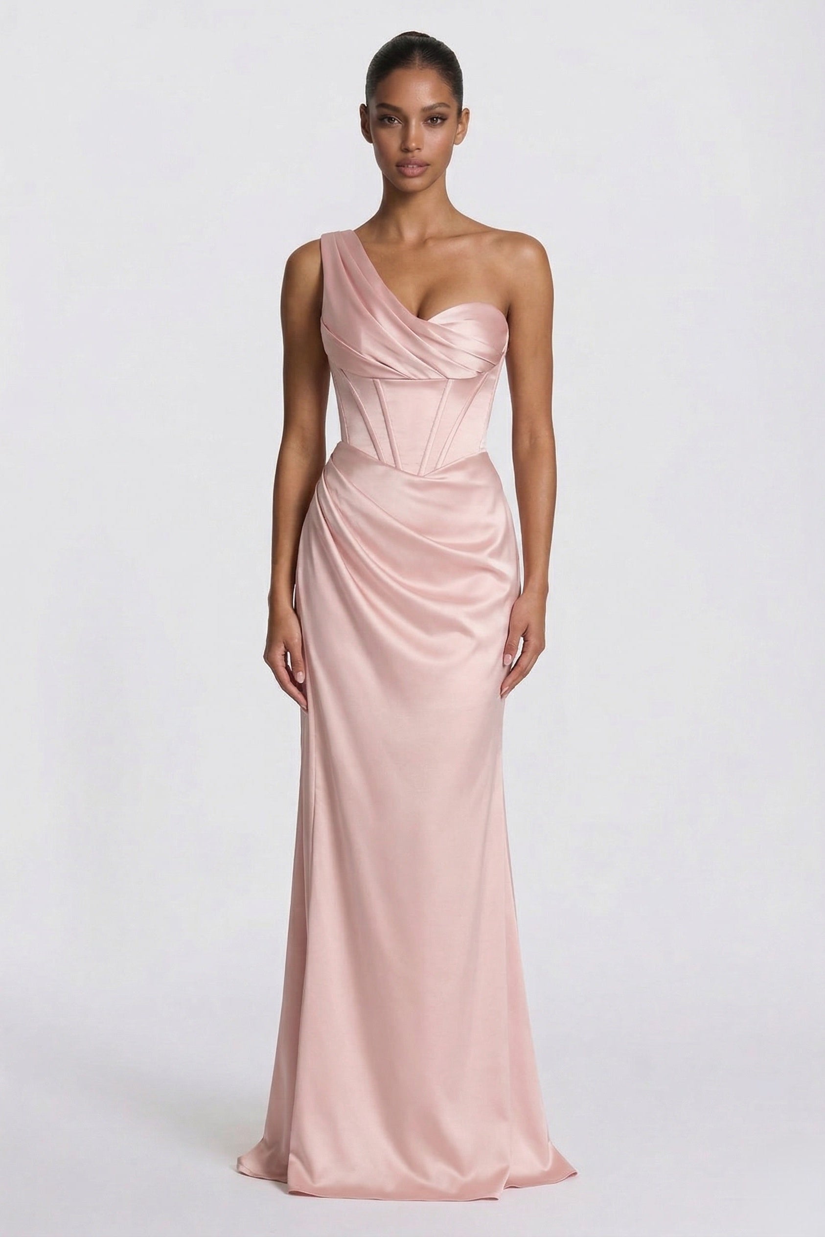 Elegant Sheath Column Floor Length Acetate Satin Bridesmaid Dress CG0307BM Bridesmaid Dress