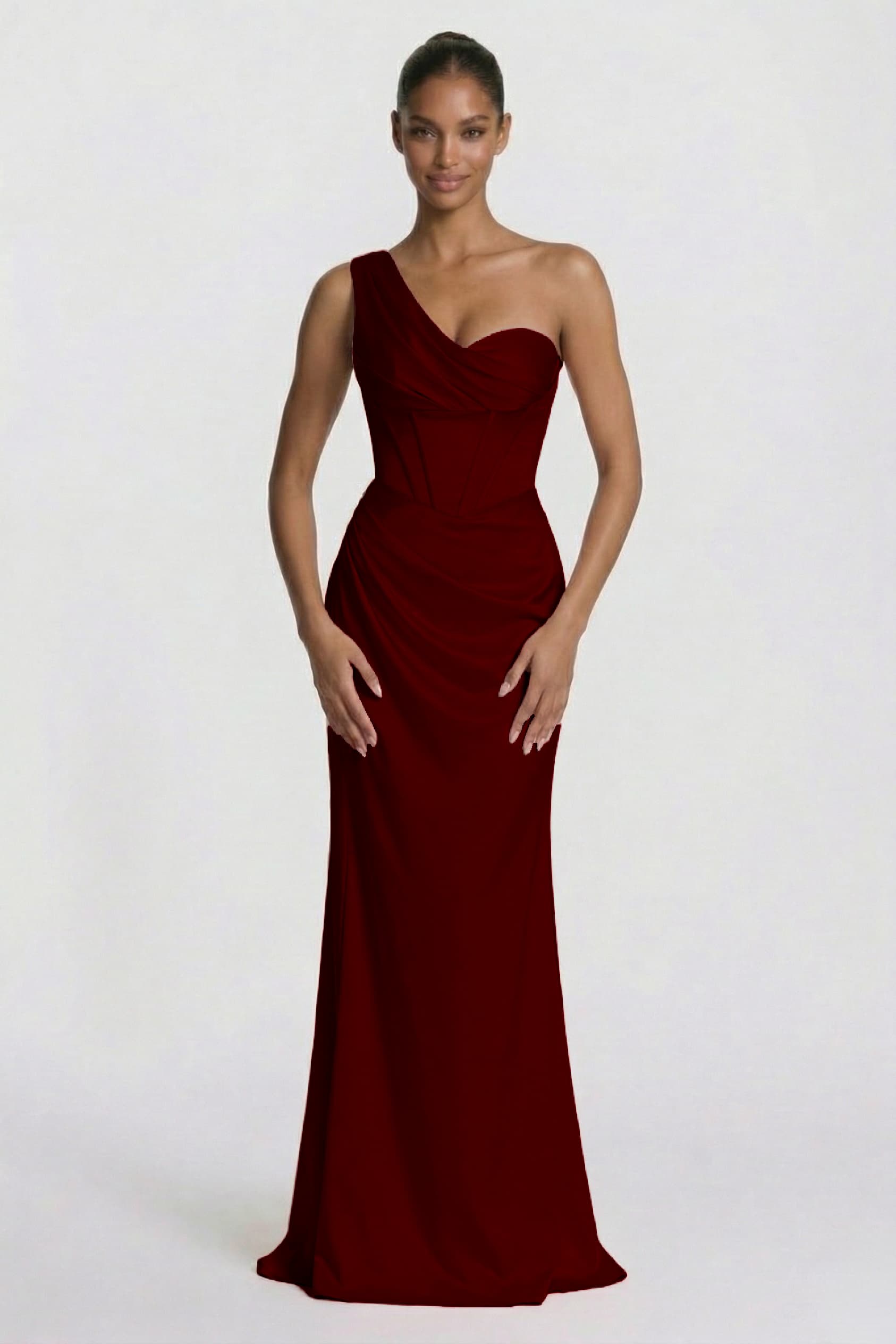 Elegant Sheath Column Floor Length Acetate Satin Bridesmaid Dress CG0307BM Bridesmaid Dress