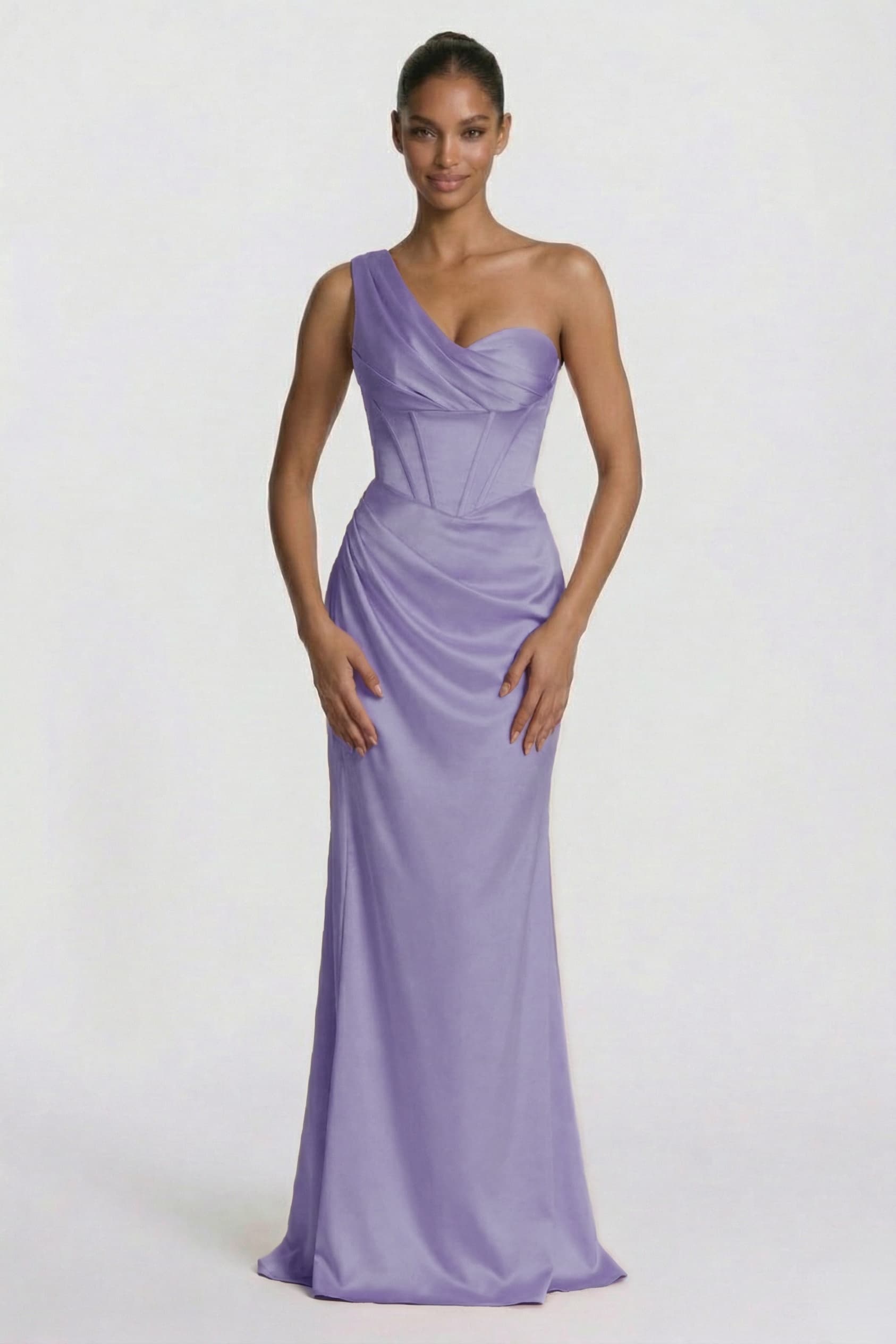 Elegant Sheath Column Floor Length Acetate Satin Bridesmaid Dress CG0307BM Bridesmaid Dress