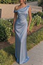 Elegant Sheath Column Floor Length Acetate Satin Bridesmaid Dress CG0309BM Bridesmaid Dress