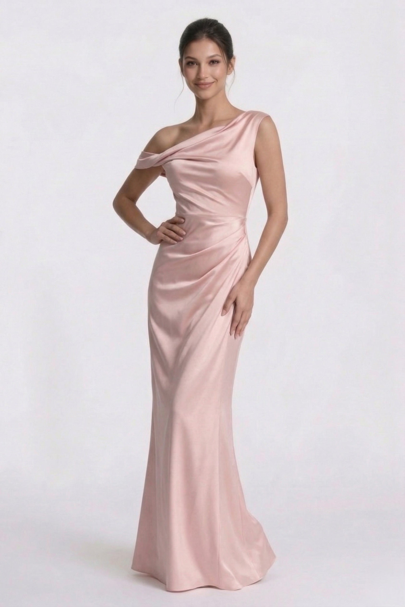 Elegant Sheath Column Floor Length Acetate Satin Bridesmaid Dress CG0309BM Bridesmaid Dress