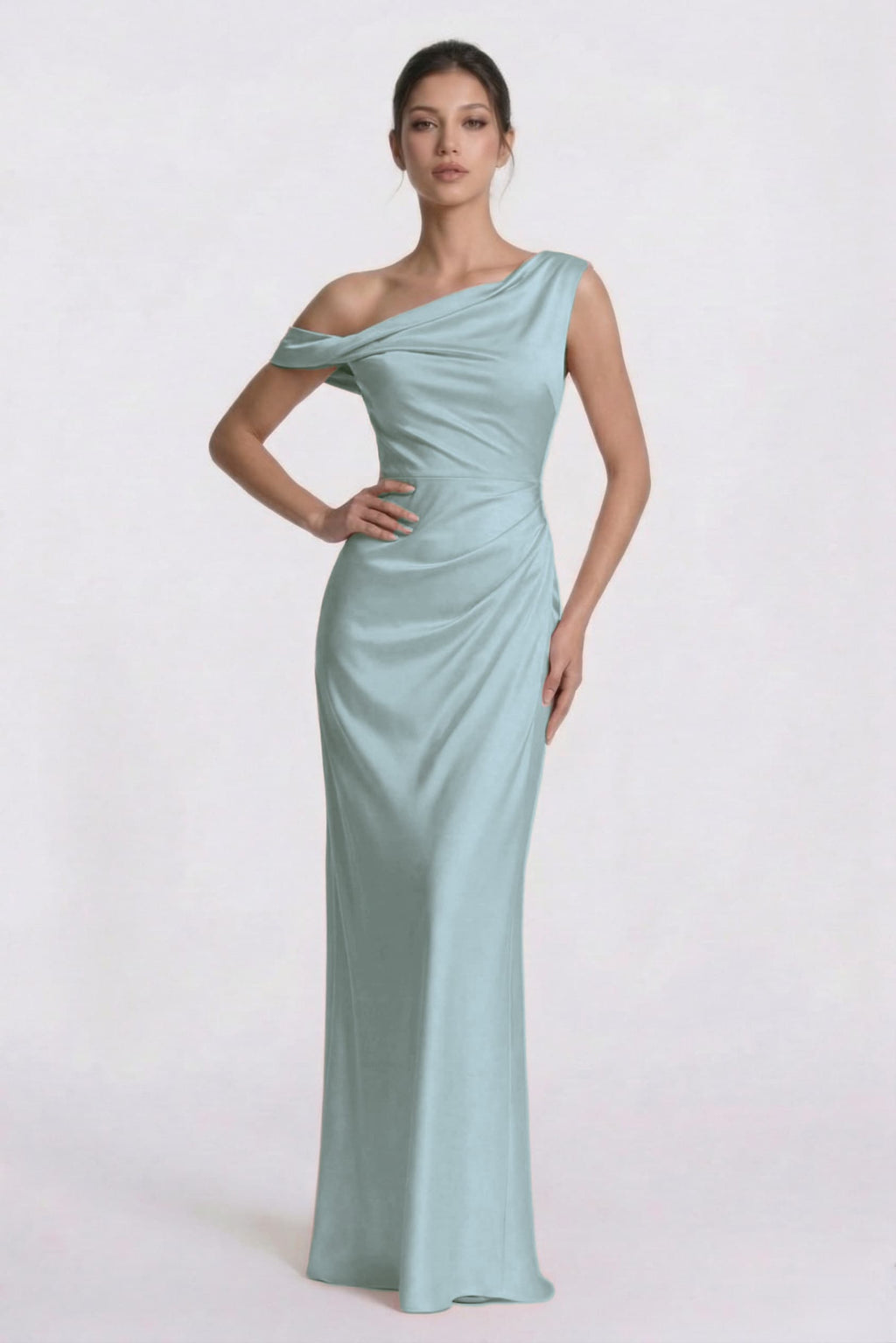 Elegant Sheath Column Floor Length Acetate Satin Bridesmaid Dress CG0309BM Bridesmaid Dress