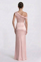 Elegant Sheath Column Floor Length Acetate Satin Bridesmaid Dress CG0309BM Bridesmaid Dress