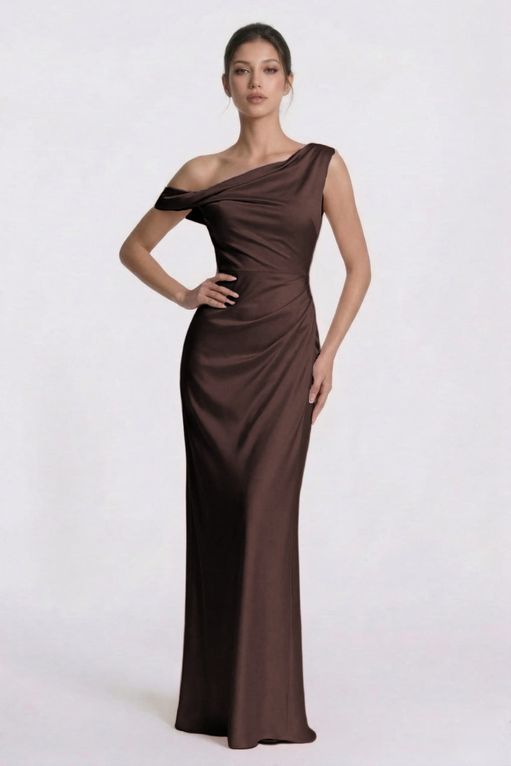 Elegant Sheath Column Floor Length Acetate Satin Bridesmaid Dress CG0309BM Bridesmaid Dress