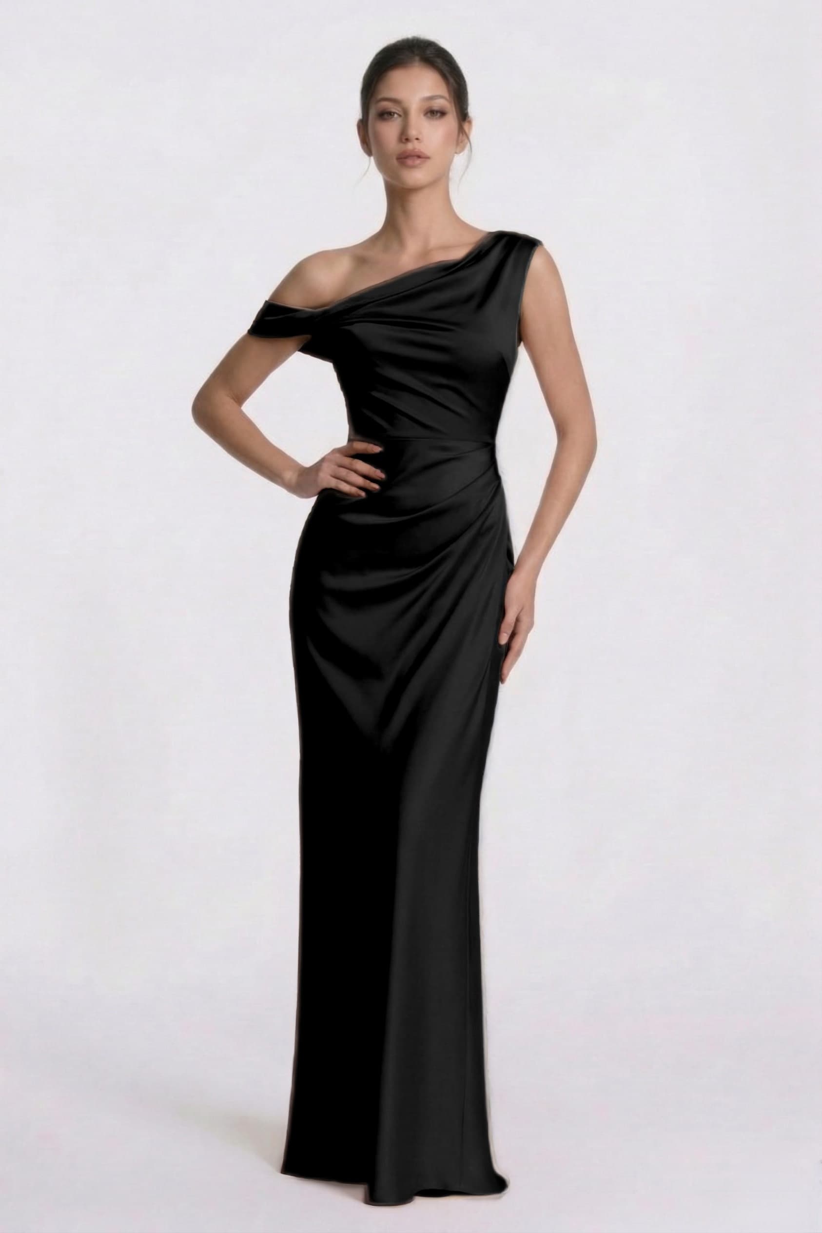 Elegant Sheath Column Floor Length Acetate Satin Bridesmaid Dress CG0309BM Bridesmaid Dress