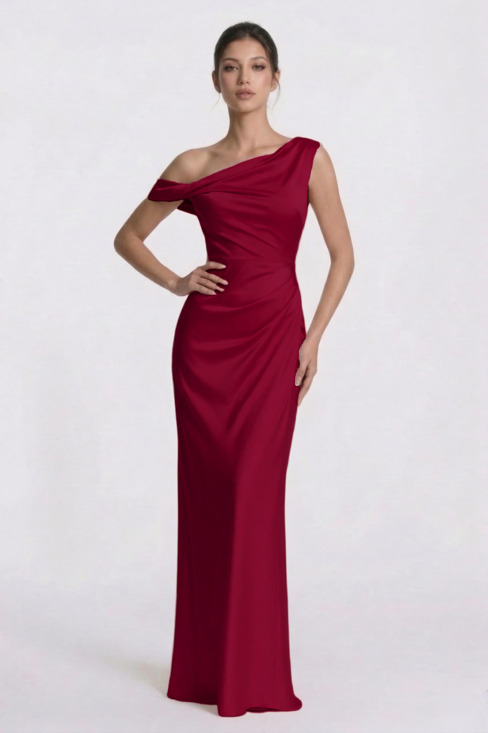Elegant Sheath Column Floor Length Acetate Satin Bridesmaid Dress CG0309BM Bridesmaid Dress