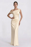 Elegant Sheath Column Floor Length Acetate Satin Bridesmaid Dress CG0309BM Bridesmaid Dress
