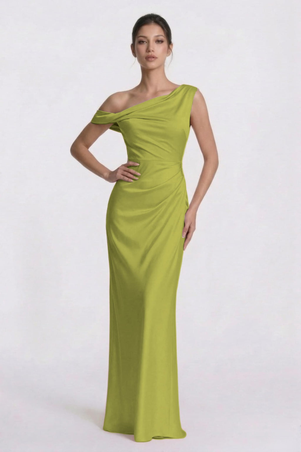Elegant Sheath Column Floor Length Acetate Satin Bridesmaid Dress CG0309BM Bridesmaid Dress
