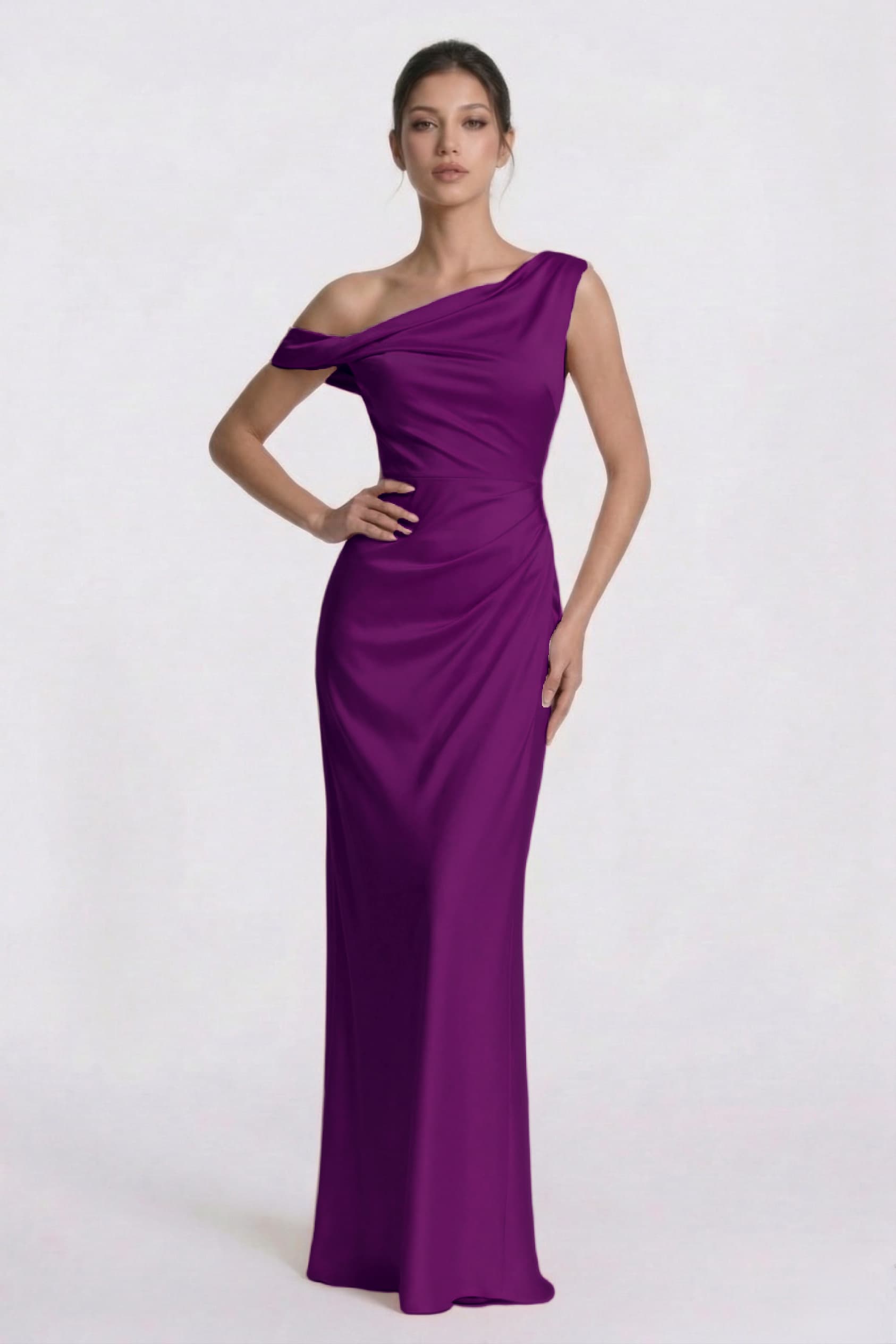 Elegant Sheath Column Floor Length Acetate Satin Bridesmaid Dress CG0309BM Bridesmaid Dress