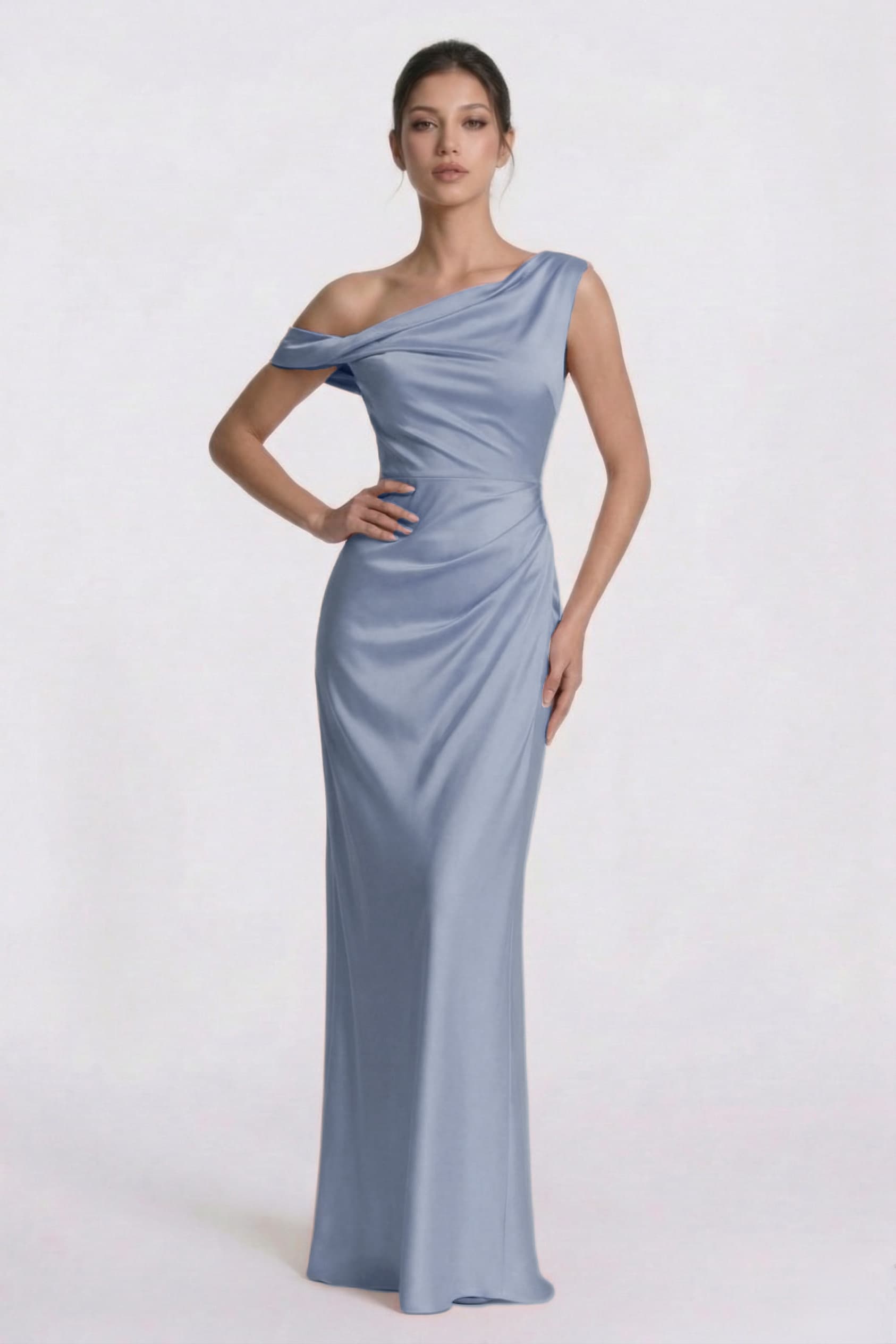 Elegant Sheath Column Floor Length Acetate Satin Bridesmaid Dress CG0309BM Bridesmaid Dress