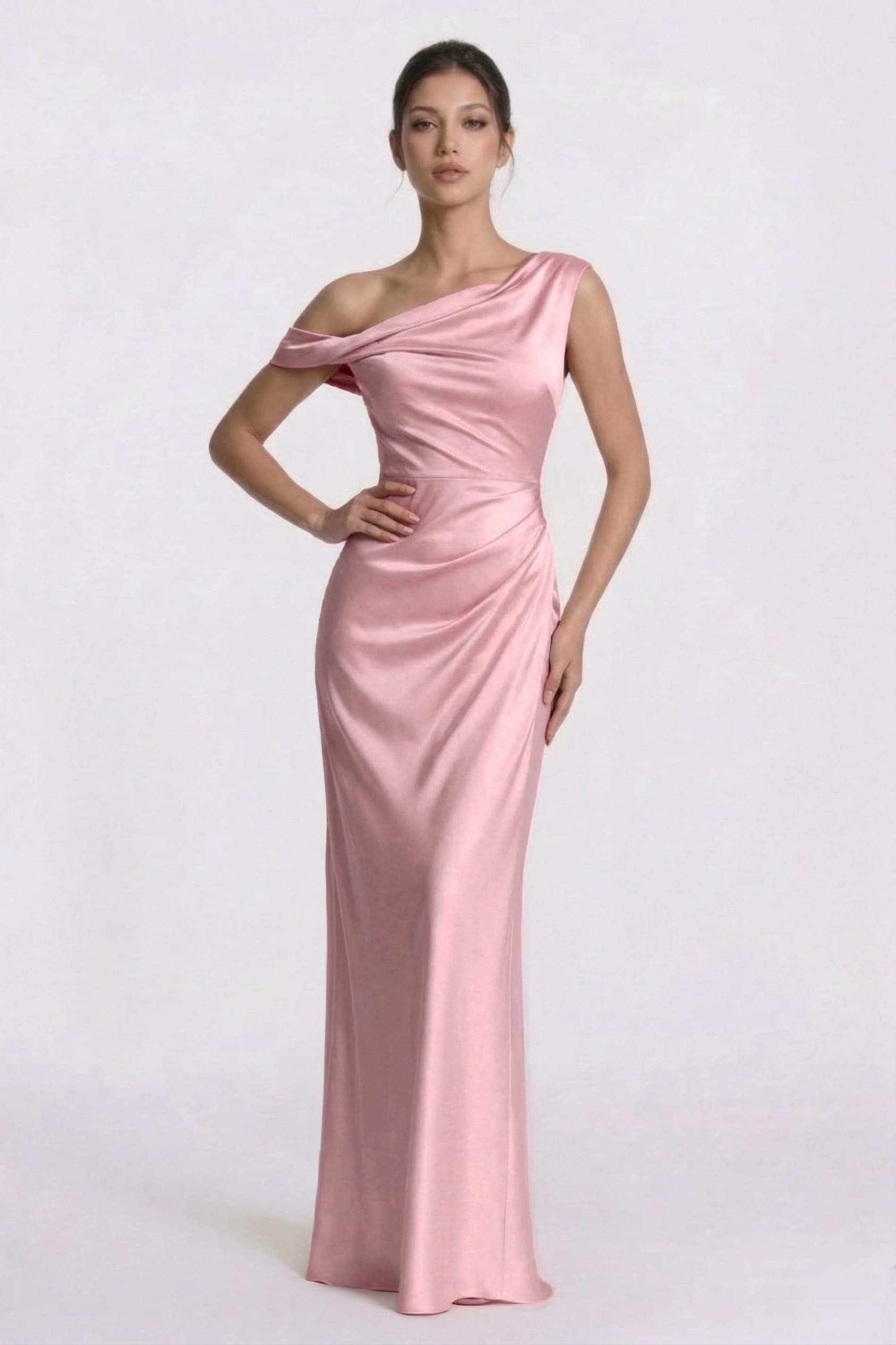 Elegant Sheath Column Floor Length Acetate Satin Bridesmaid Dress CG0309BM Bridesmaid Dress