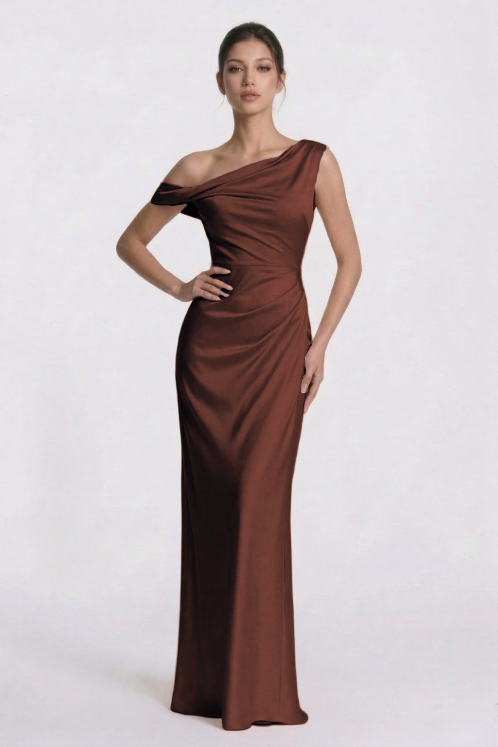 Elegant Sheath Column Floor Length Acetate Satin Bridesmaid Dress CG0309BM Bridesmaid Dress