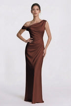 Elegant Sheath Column Floor Length Acetate Satin Bridesmaid Dress CG0309BM Bridesmaid Dress