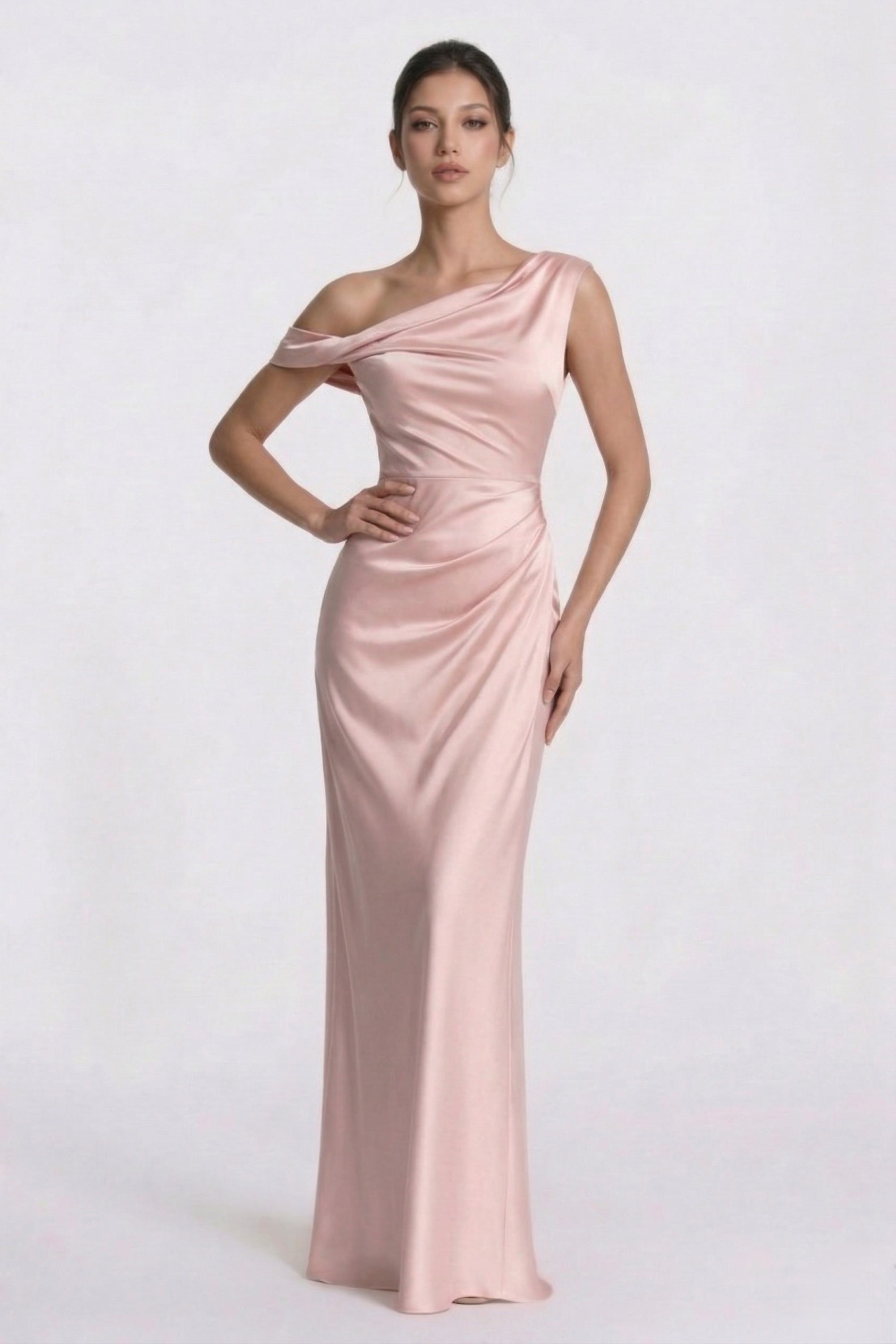 Elegant Sheath Column Floor Length Acetate Satin Bridesmaid Dress CG0309BM Bridesmaid Dress