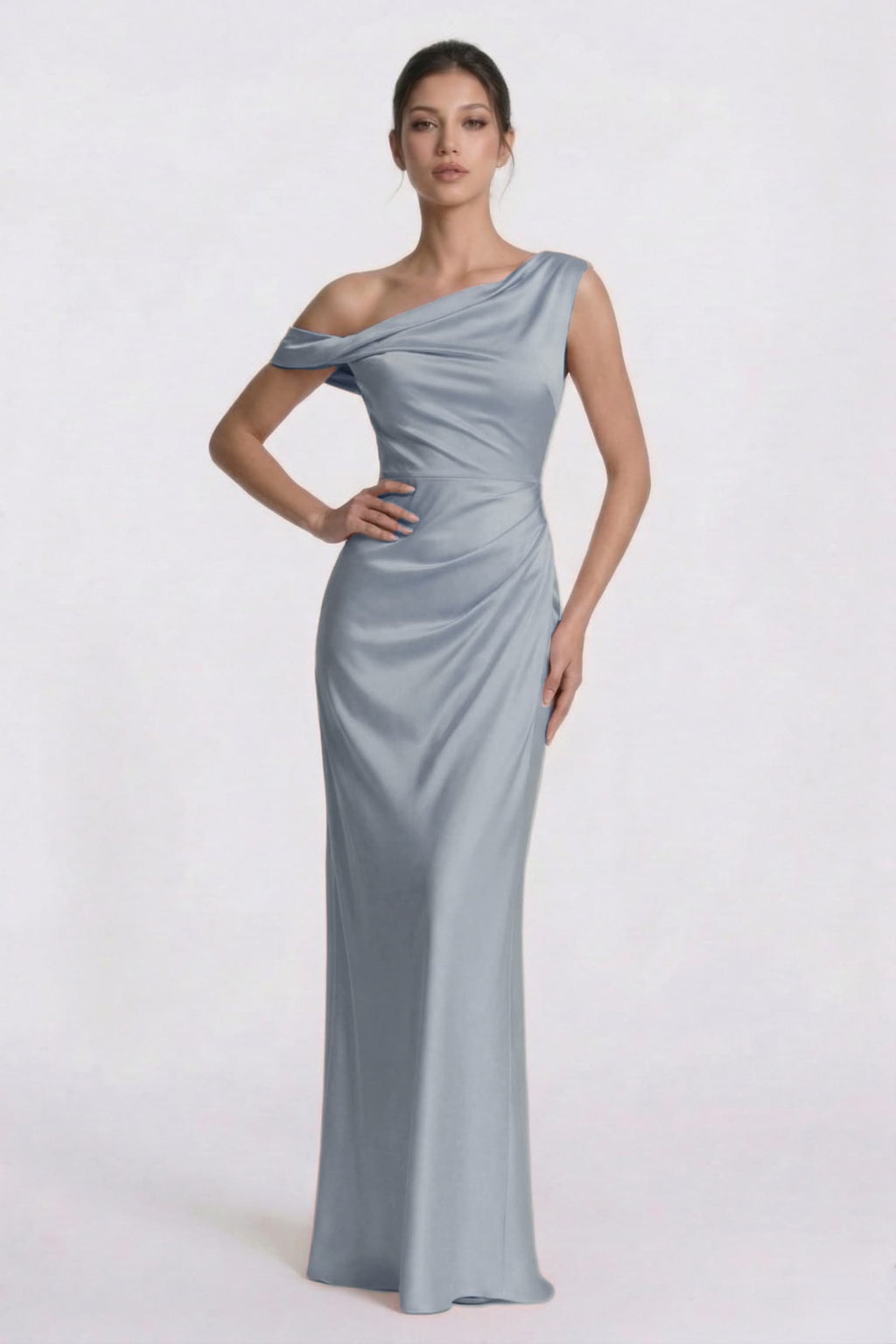 Elegant Sheath Column Floor Length Acetate Satin Bridesmaid Dress CG0309BM Bridesmaid Dress