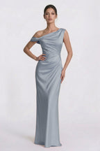 Elegant Sheath Column Floor Length Acetate Satin Bridesmaid Dress CG0309BM Bridesmaid Dress